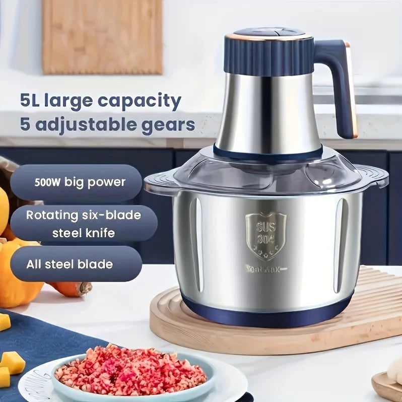 Multifunctional Kitchen Chopper for Meat and Vegetables in Stainless Steel