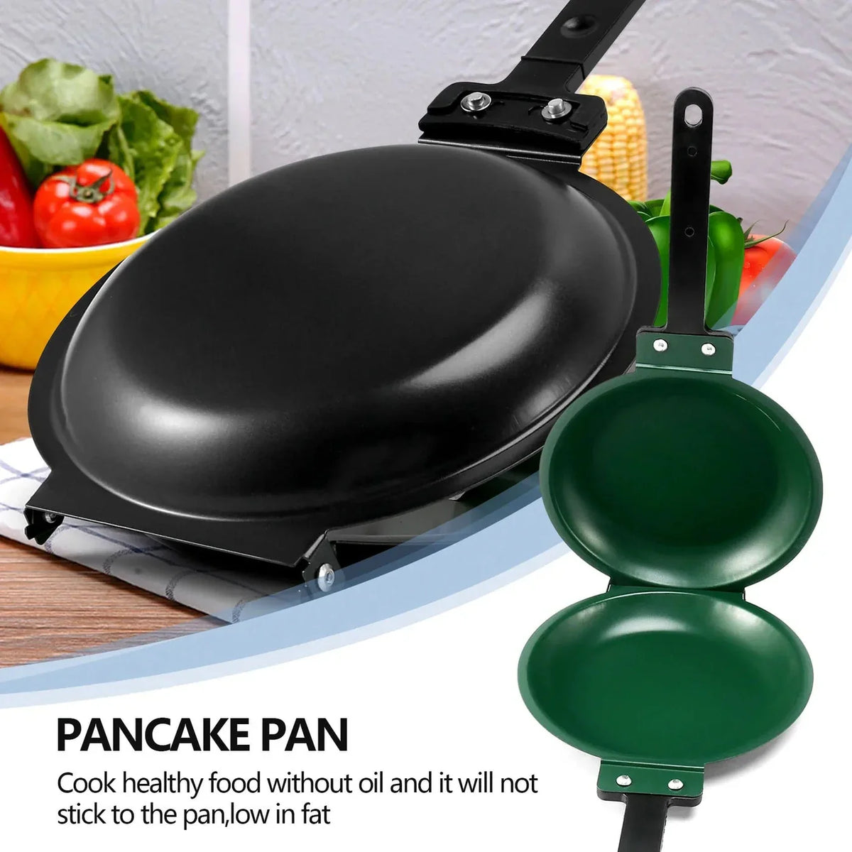 Stainless Steel Pancake Pan - Double-Sided Non-Stick Design