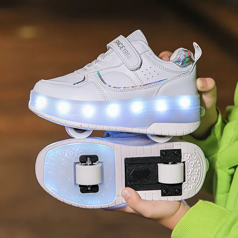 LED Light-Up Roller Shoes for Kids with Detachable Wheels