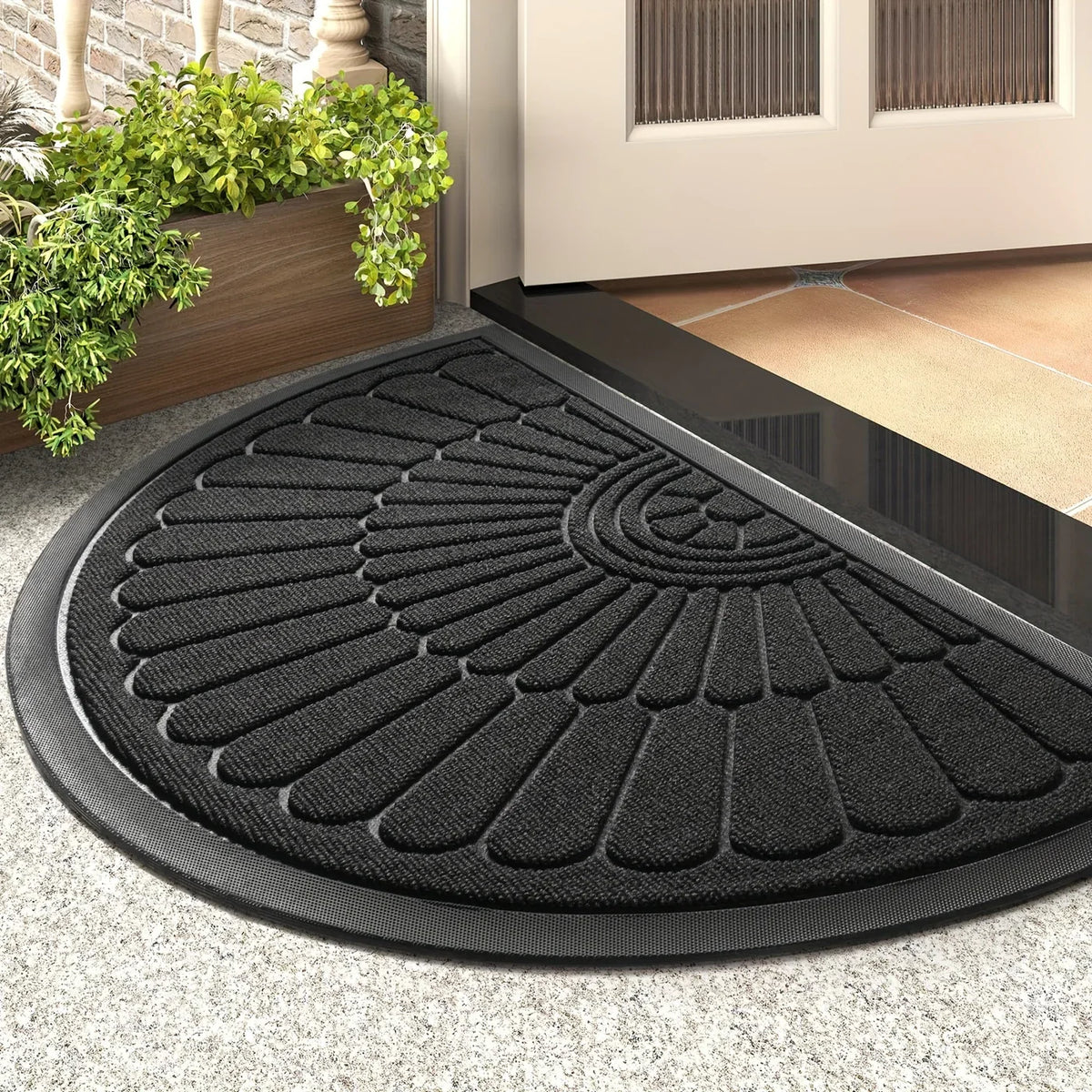 Half-Round Rubber Door Mat for Indoor and Outdoor Applications