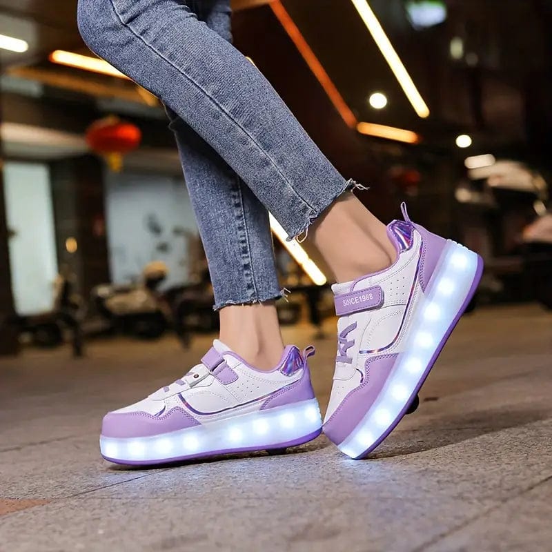 LED Light-Up Roller Skates for Kids - Lightweight Outdoor Shoes