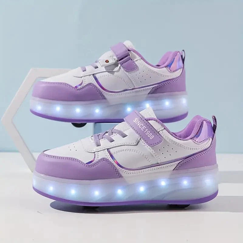LED Light-Up Roller Skates for Kids - Lightweight Outdoor Shoes