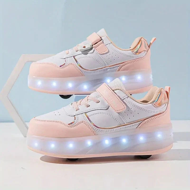 LED Light-Up Roller Skates for Kids - Lightweight Outdoor Shoes