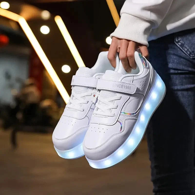LED Light-Up Roller Skates for Kids - Lightweight Outdoor Shoes
