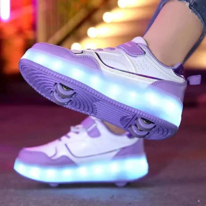 LED Light-Up Roller Skates for Kids - Lightweight Outdoor Shoes