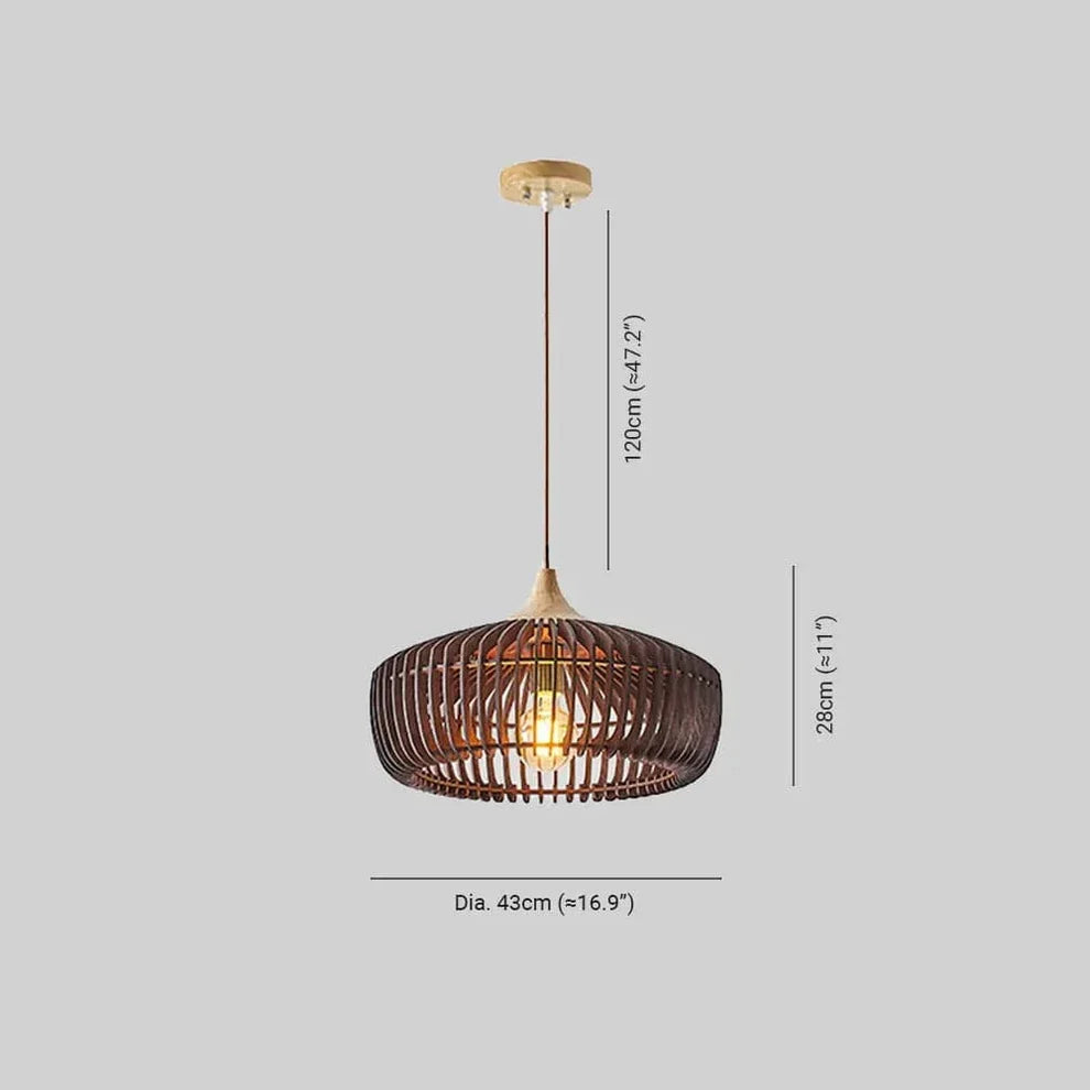 Minimalist Round Ceiling Light in Japanese Wood - Wabi Sabi Design