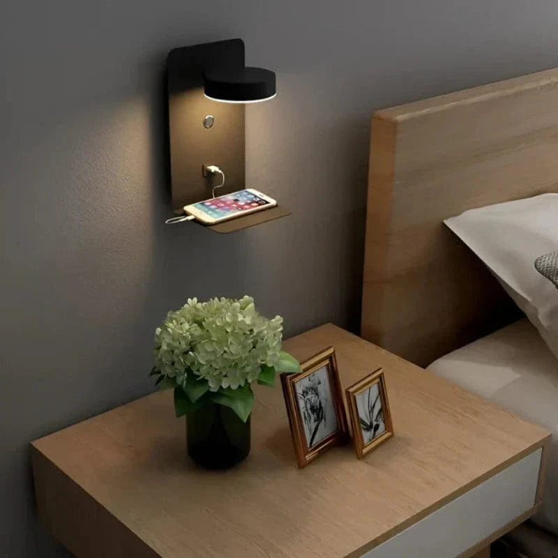 Dimmable LED Night Light with USB Charger and Phone Holder for Bedside