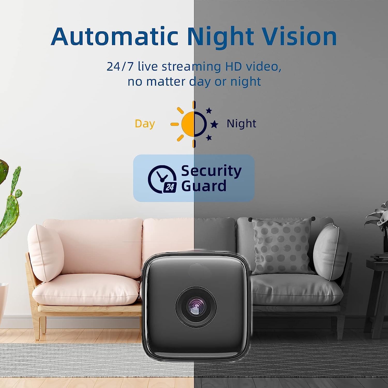 Indoor Camera with Night Vision & Motion Detection - Wi-Fi Access