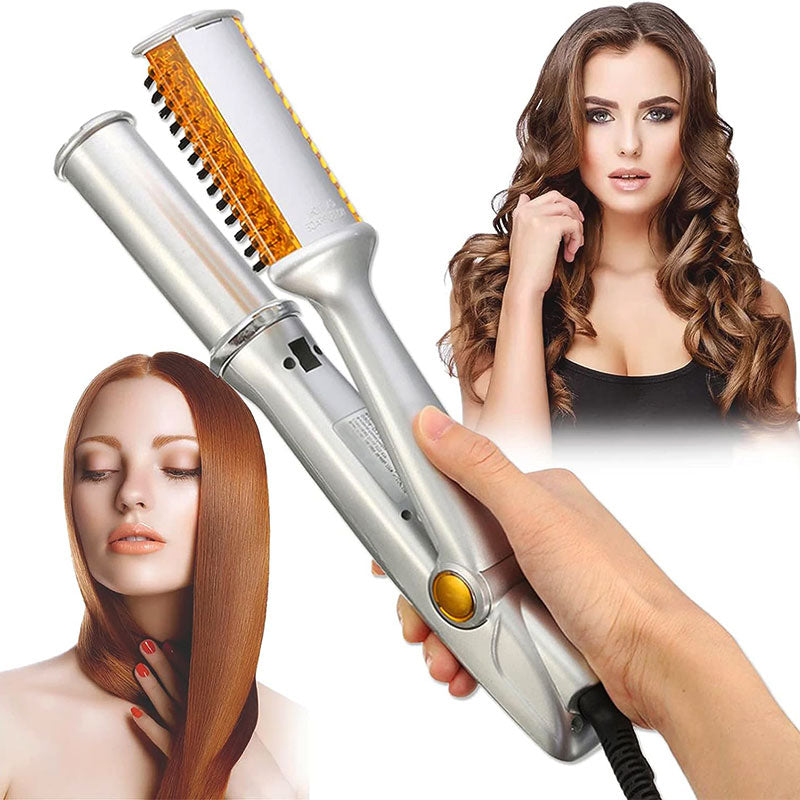 2-in-1 Rotating Hair Styling Brush and Iron for Professional Use