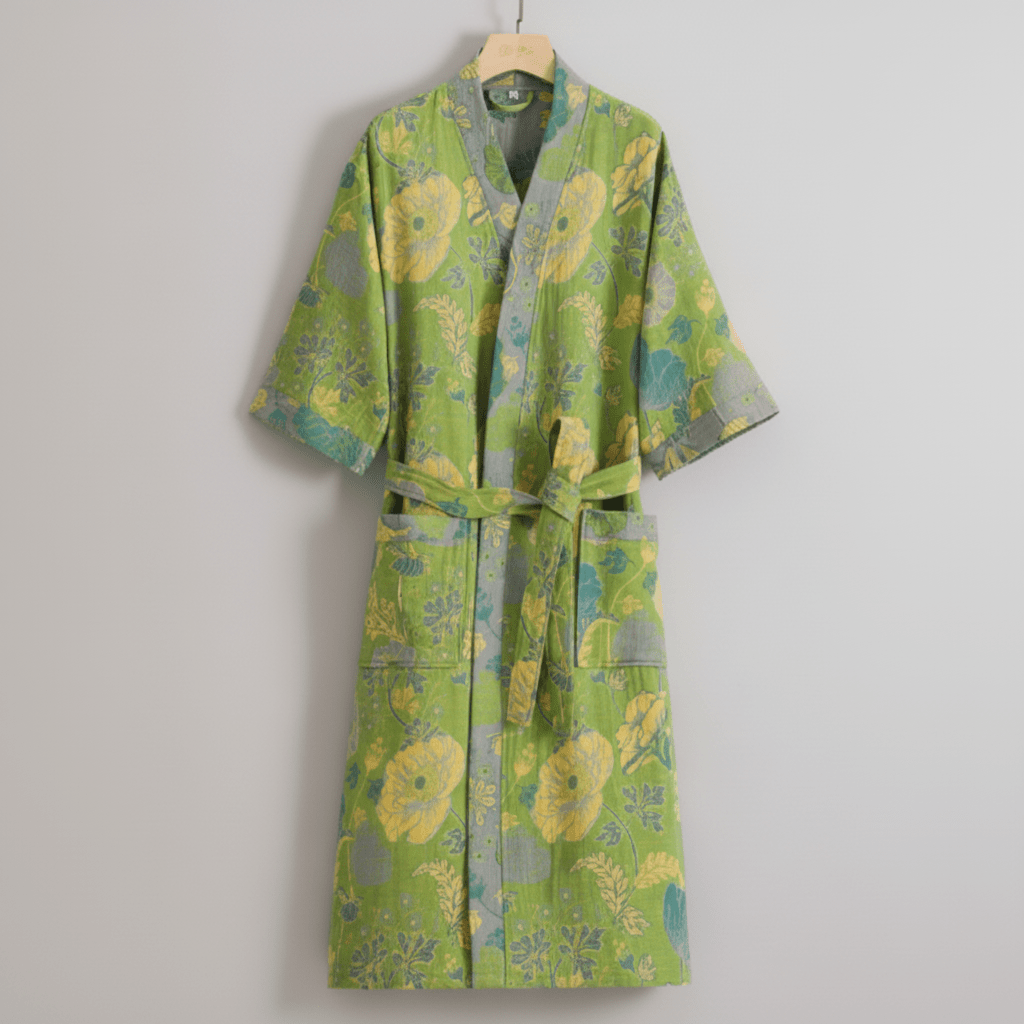 Lightweight Lounge Robe in Organic Cotton - Soft Kimono Bathrobe for Home and Spa