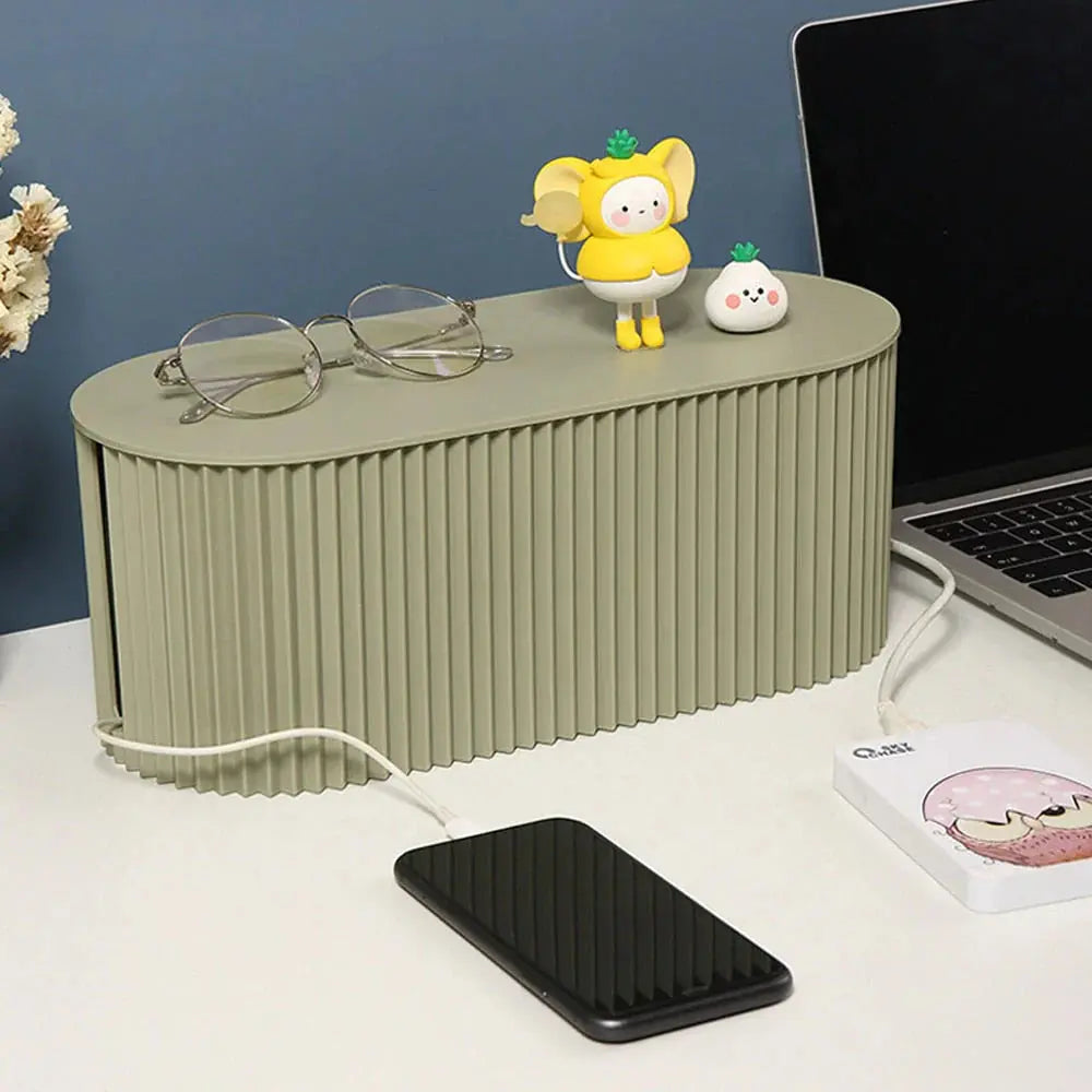 Oval Cable Organizer Box – Conceal Wires and Power Strips