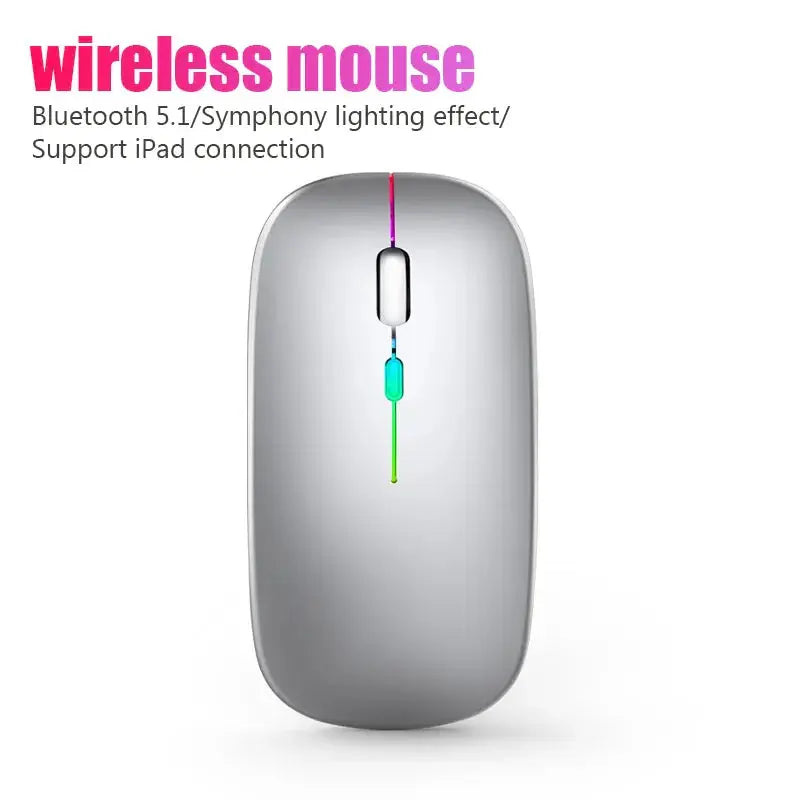 Wireless Rechargeable Mouse – Slim Design with Silent RGB Lighting