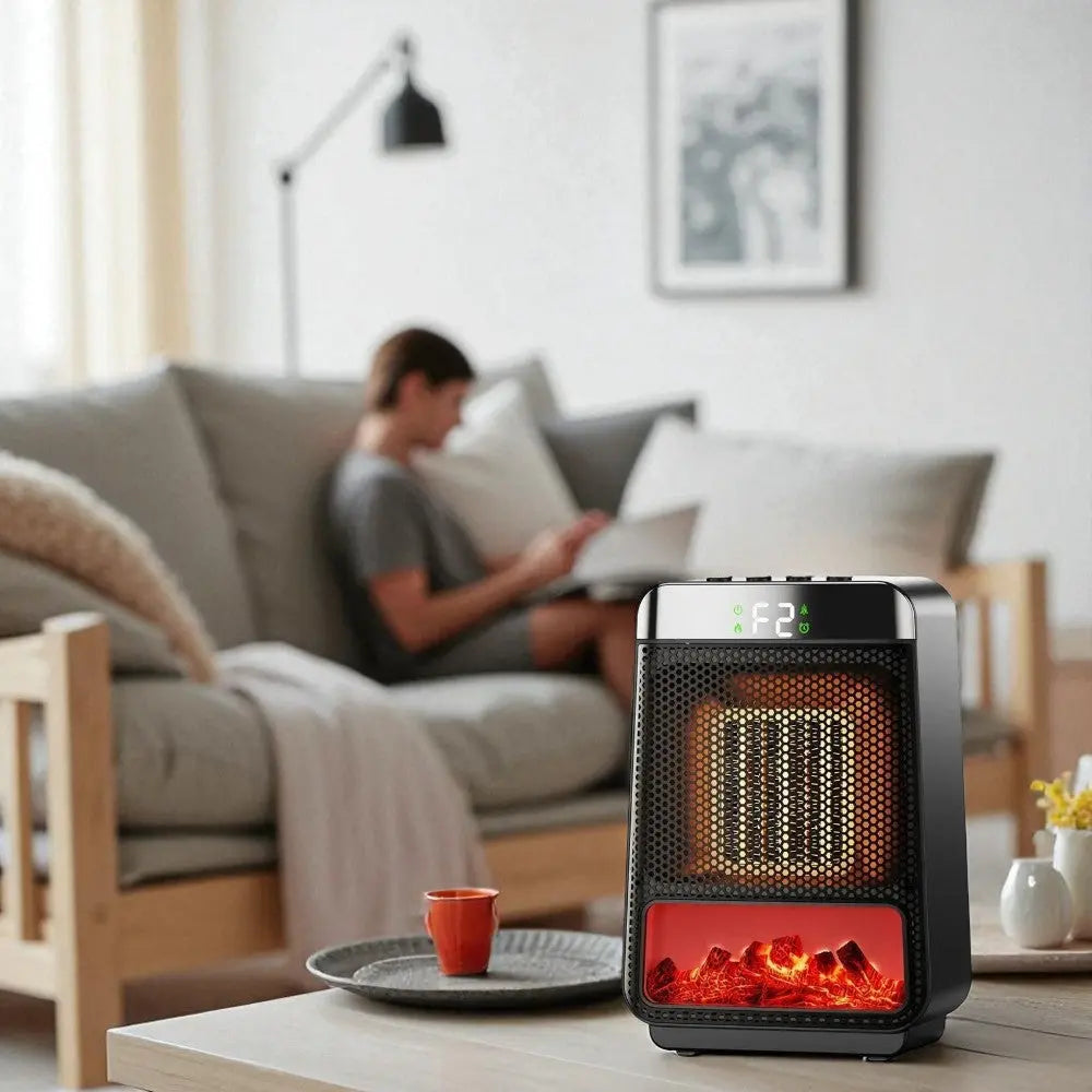 Electric Space Heater with Flame Simulation – Digital Control Display