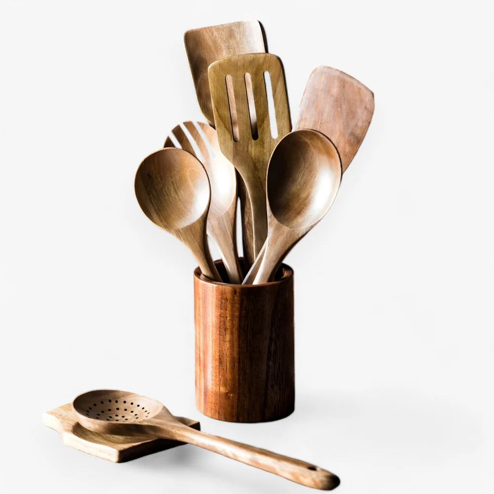 Essential Wooden Cooking Utensil Collection - 5 Pieces