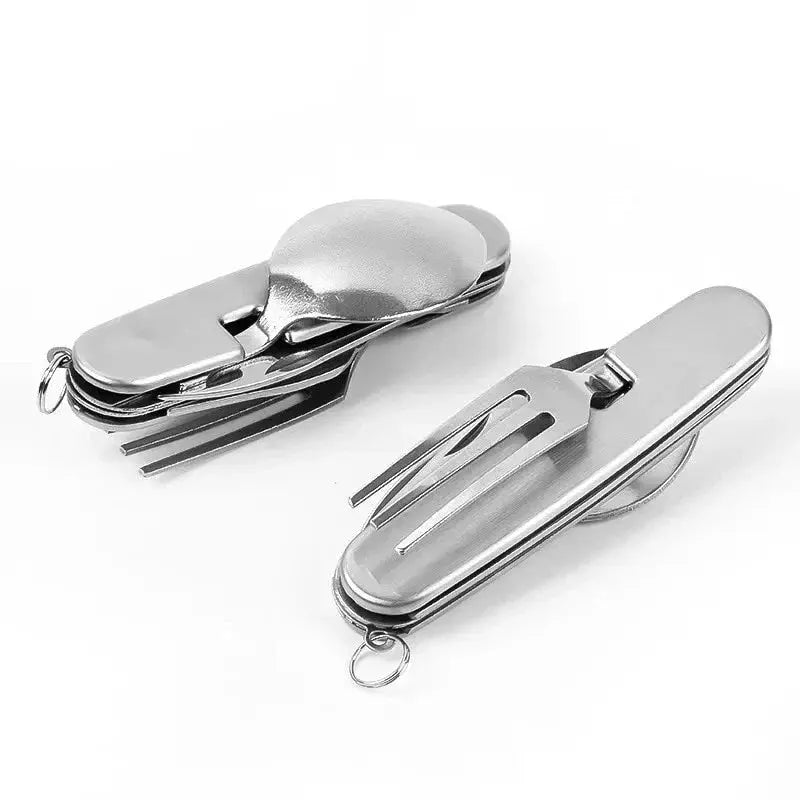 Pocket-Sized Stainless Steel 4-in-1 Cutlery Set – Foldable Design