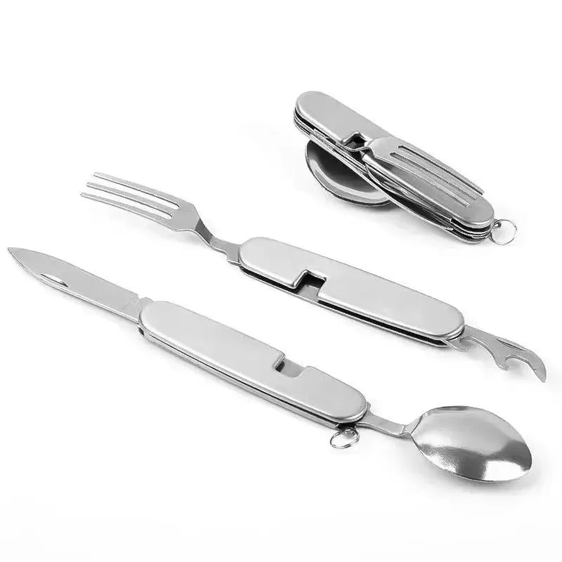 Pocket-Sized Stainless Steel 4-in-1 Cutlery Set – Foldable Design