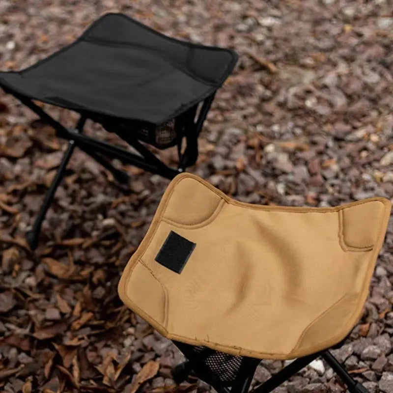 Portable Outdoor Stool – Foldable Camping Seat with Mesh Organizer