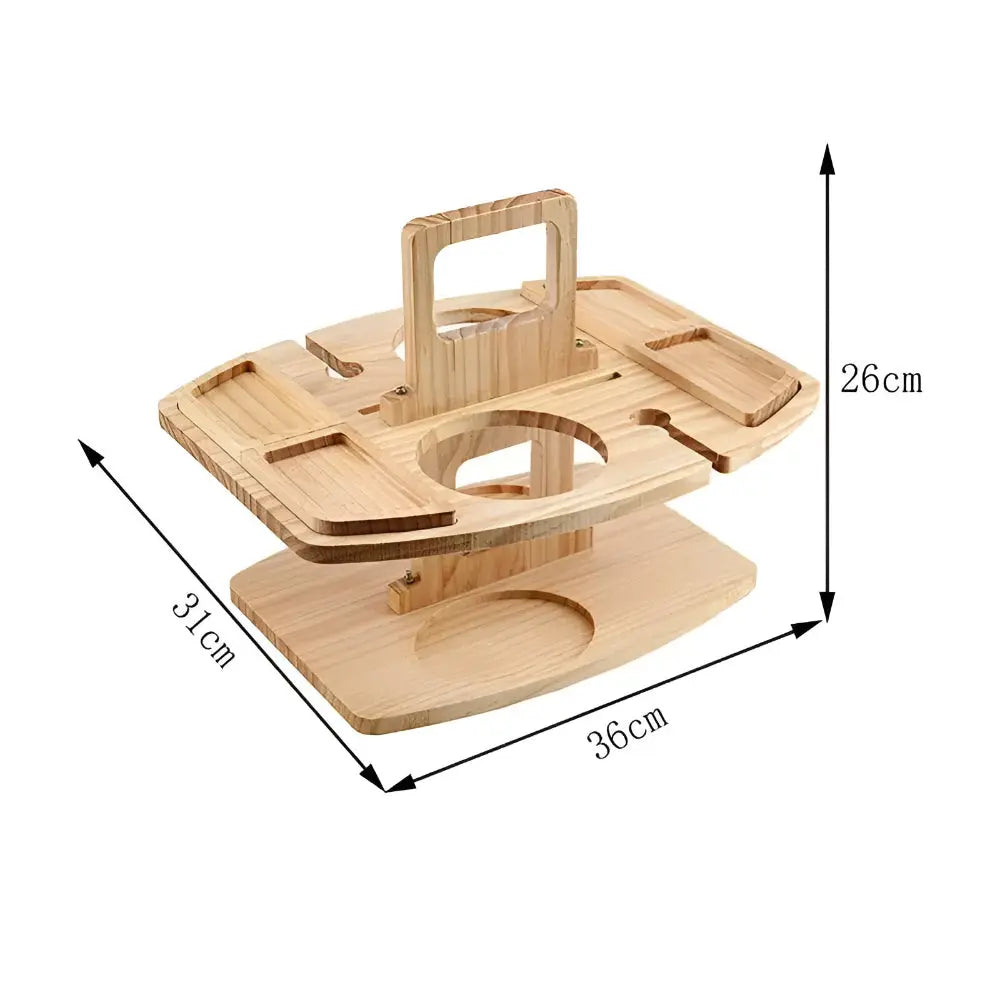 Portable Wooden Picnic Table with Compartments for Snacks and Wine