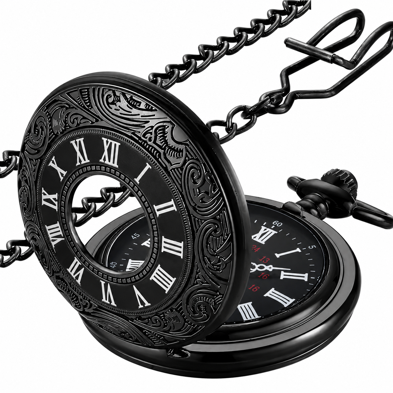 Classic Men's Pocket Watch | Vintage Style | Quartz Movement | Gold Hands