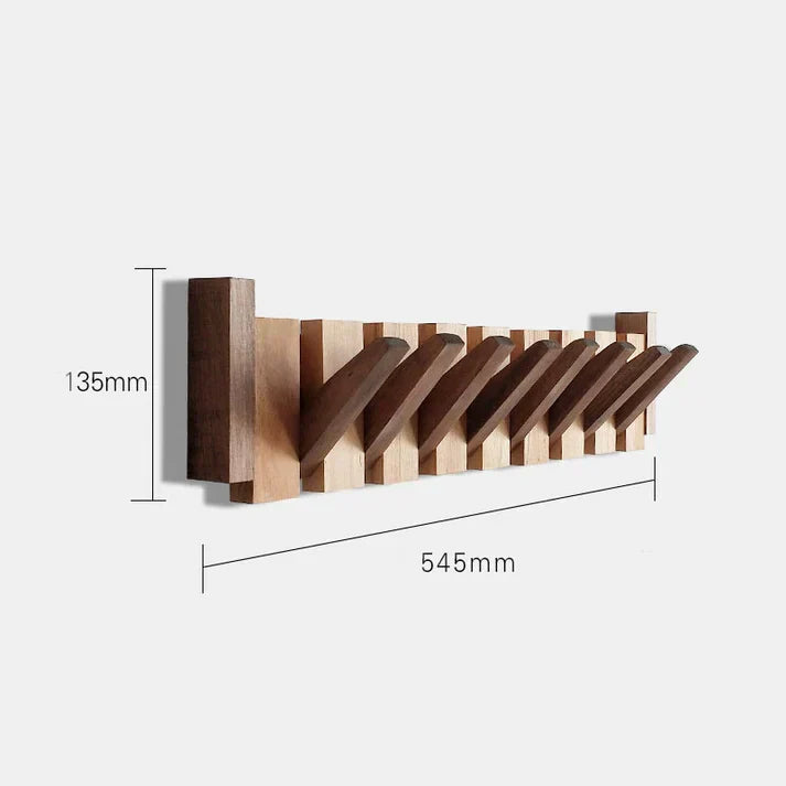 Wooden Piano Coat Rack | Solid Walnut & Maple | 8 Hooks Wall Mounted
