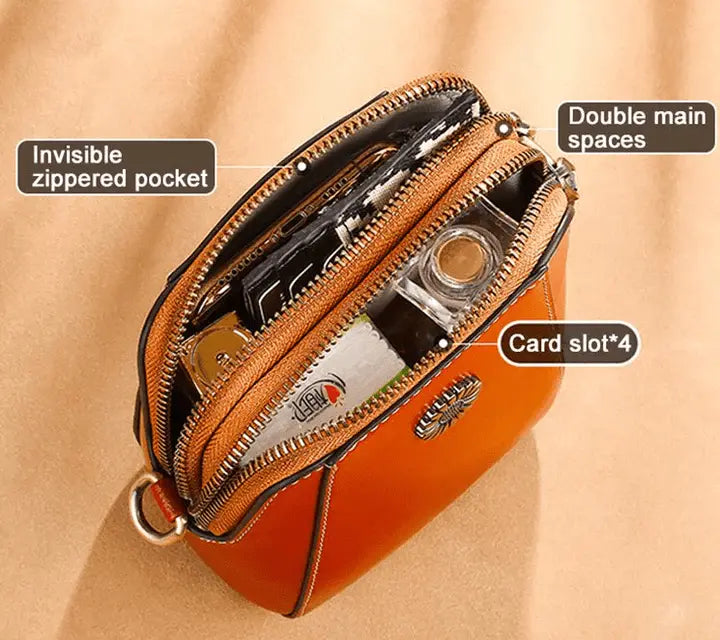 Leather-Look Crossbody Bag with Adjustable Strap and Multiple Pockets