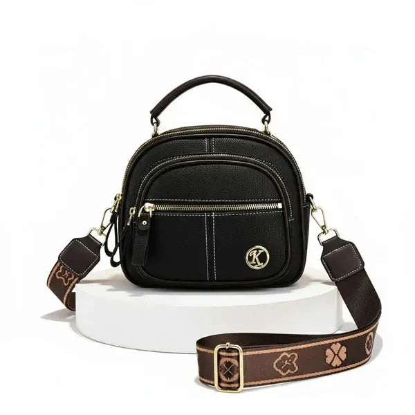 Lightweight Compact Crossbody Bag in Faux Leather with Organized Pockets