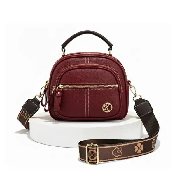 Lightweight Compact Crossbody Bag in Faux Leather with Organized Pockets