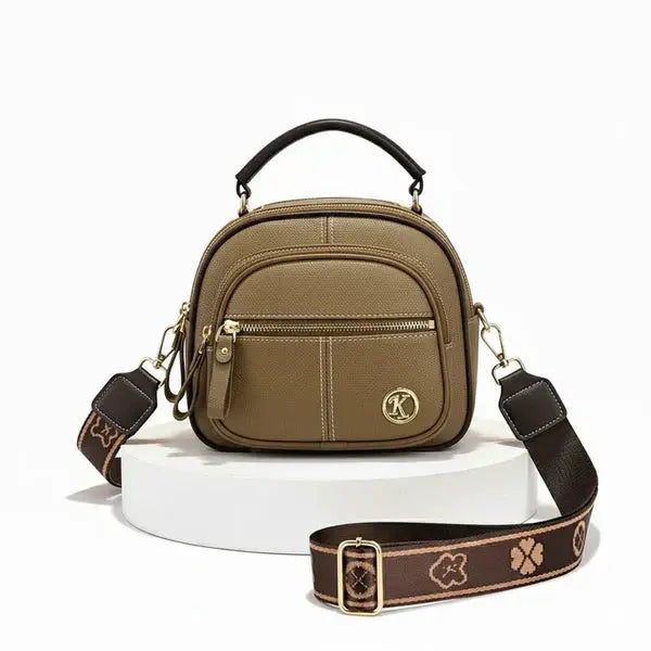 Lightweight Compact Crossbody Bag in Faux Leather with Organized Pockets
