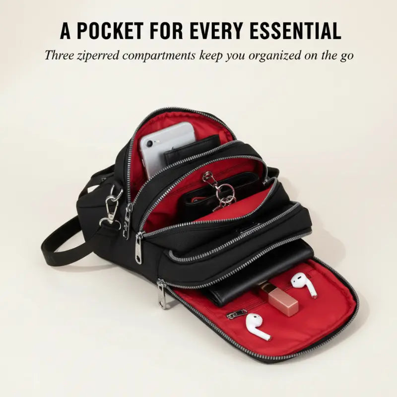 Water-Resistant Crossbody Bag with Multiple Pockets – Compact Design