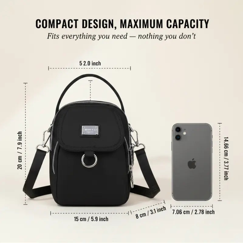 Water-Resistant Crossbody Bag with Multiple Pockets – Compact Design