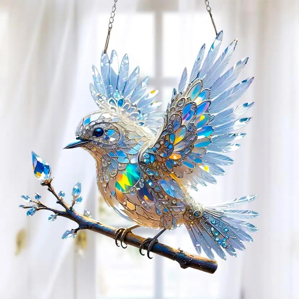 Window Crystal Bird Ornament – Reflective Light Decor for Home