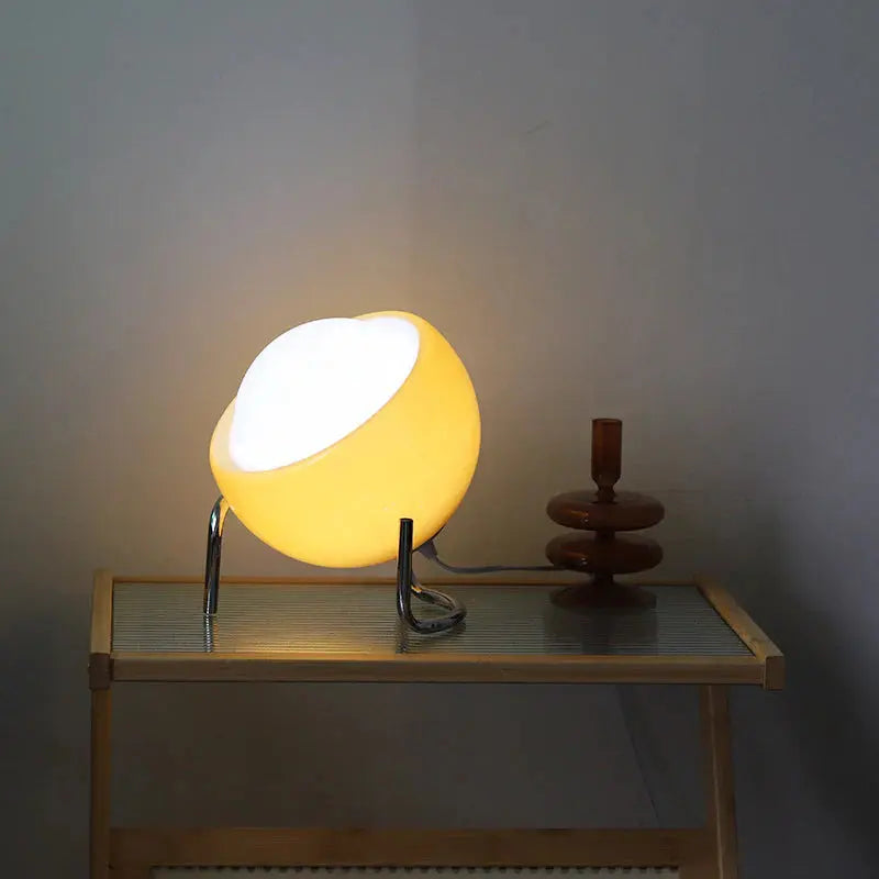 Frosted Glass Globe Table Lamp with Chrome Base – Retro LED Design