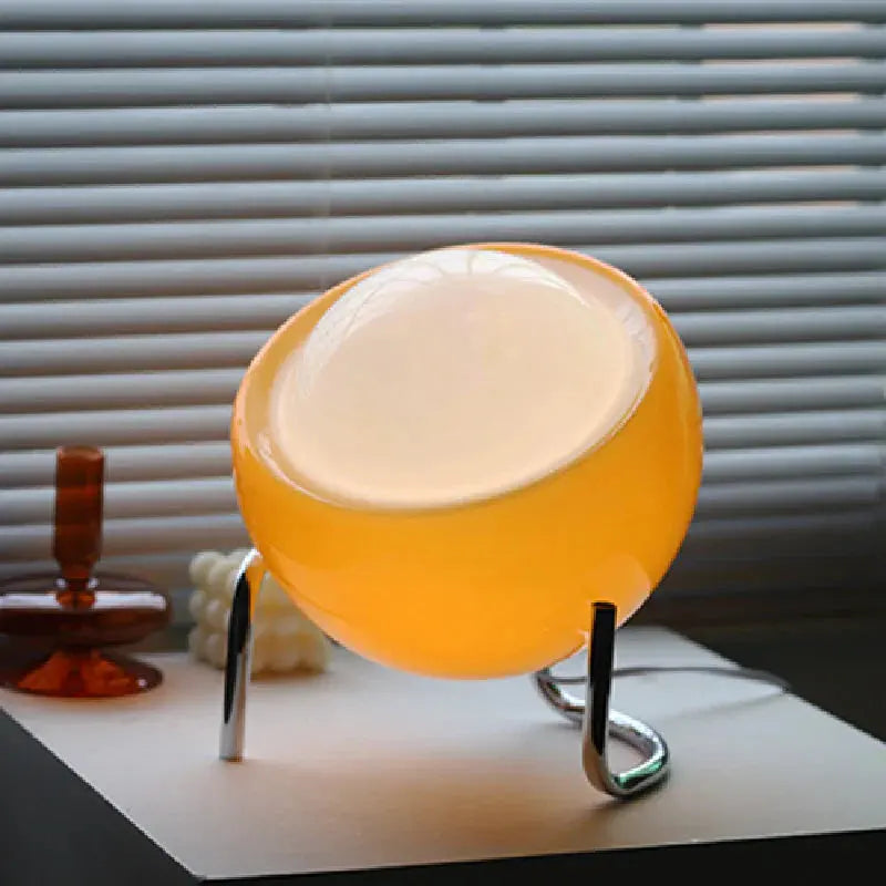 Frosted Glass Globe Table Lamp with Chrome Base – Retro LED Design