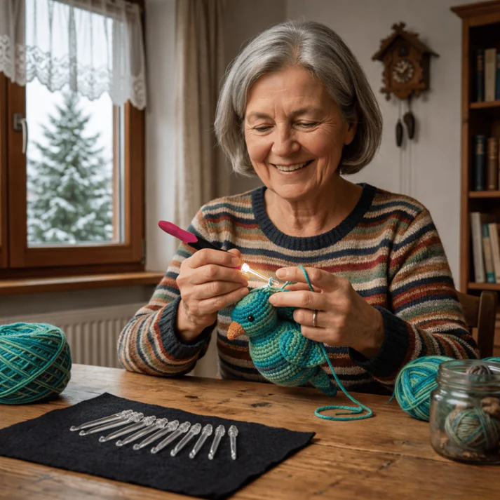 Illuminated Crochet Hook Set with Interchangeable Tips