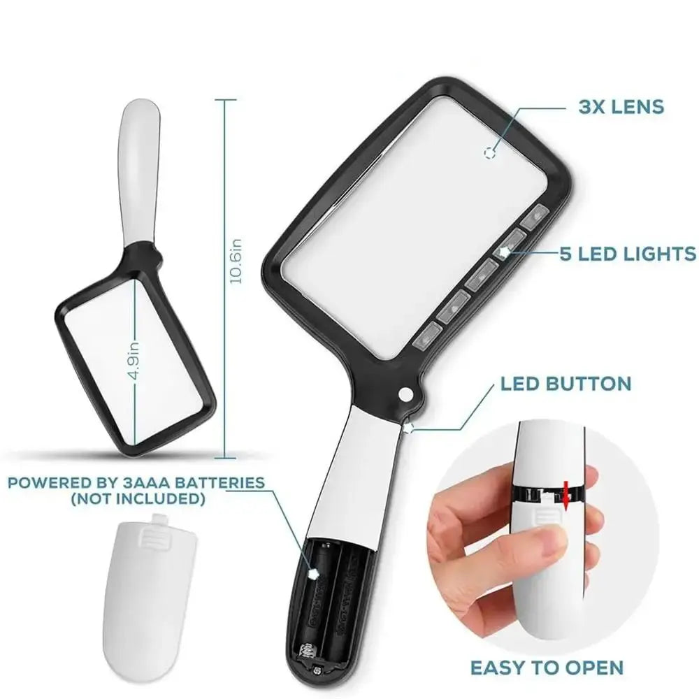 Handheld LED Magnifying Glass for Easy and Clear Reading of Small Text