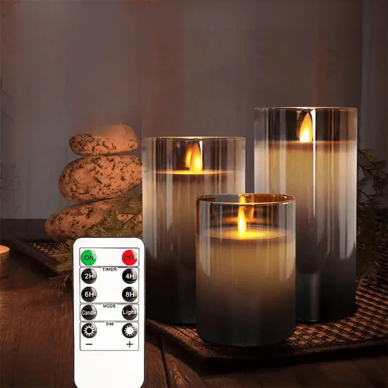 Set of 3 LED Candles Featuring Realistic Flame Effect