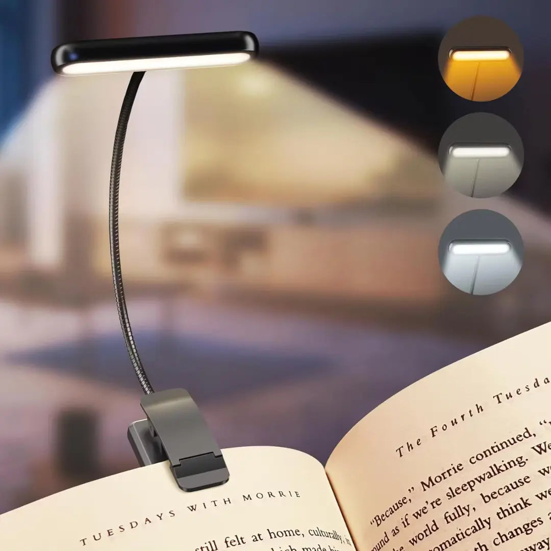 Adjustable Clip-On LED Light with Varying Brightness and Color Temp