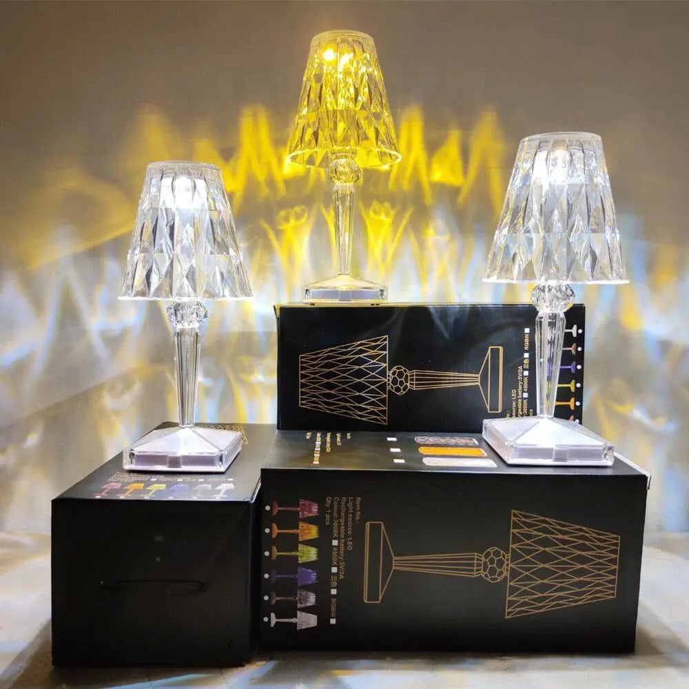 Wireless Crystal Table Lamp with LED Light