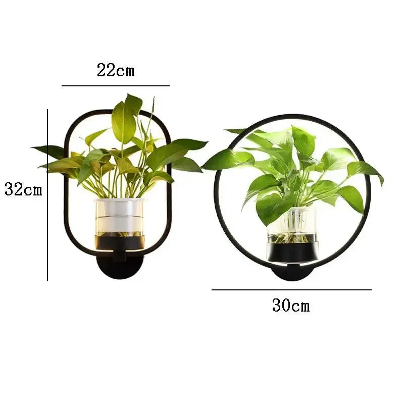 LED Wall Light for Plants with Glass Vase | Warm Backlight Accent