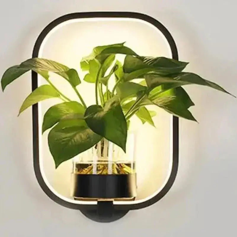 LED Wall Light for Plants with Glass Vase | Warm Backlight Accent