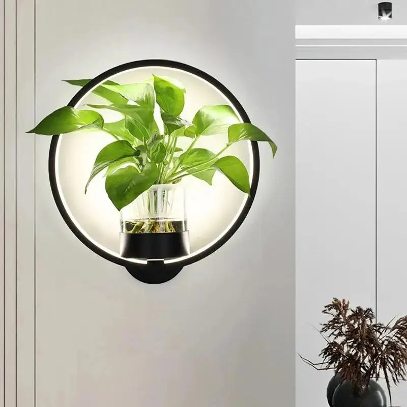 LED Wall Light for Plants with Glass Vase | Warm Backlight Accent