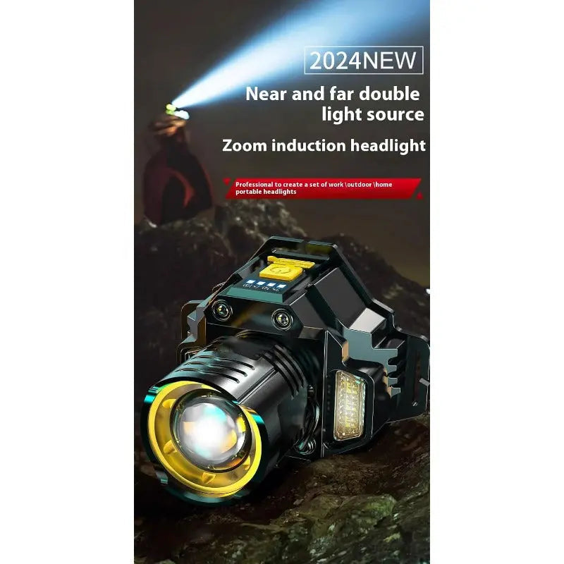 Rechargeable USB-C LED Headlamp with Adjustable Zoom Focus