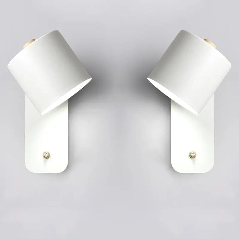 Set of 2 Wall Lamps with Integrated Switch and LED Lighting