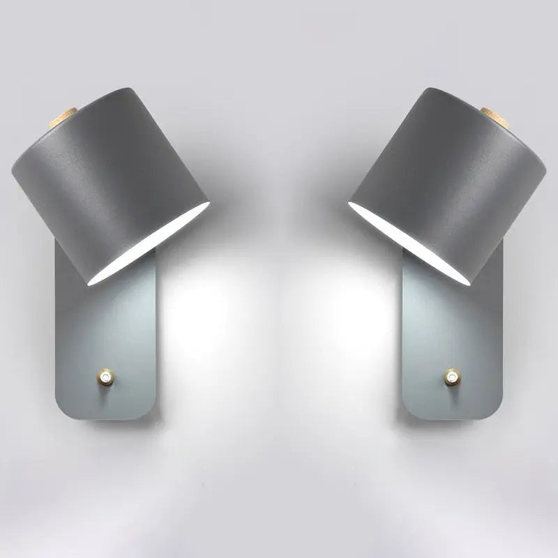 Set of 2 Wall Lamps with Integrated Switch and LED Lighting