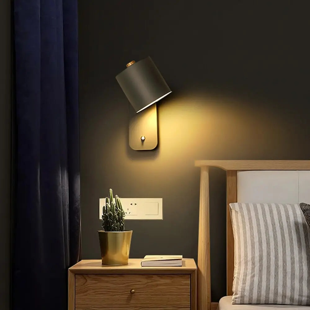 Set of 2 Wall Lamps with Integrated Switch and LED Lighting