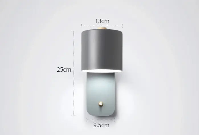 Set of 2 Wall Lamps with Integrated Switch and LED Lighting