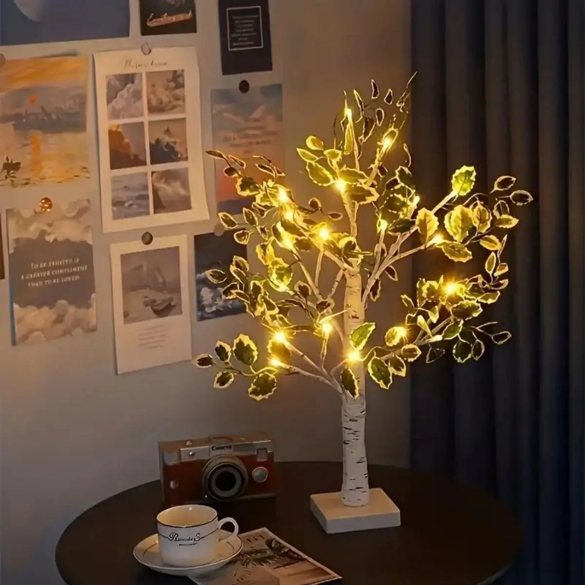 Enchanting LED Branch Light with Birch Leaves - Warm White Glow