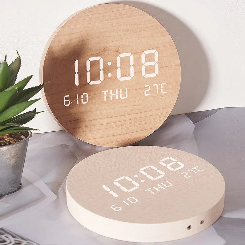 Sleek LED Digital Wall Clock with Date and Temperature Display