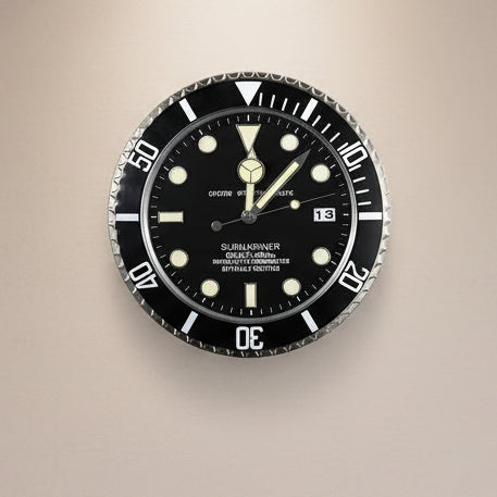 Modern Wall Clock in Stainless Steel with Luminous Hands – Silent Quartz for Home & Office