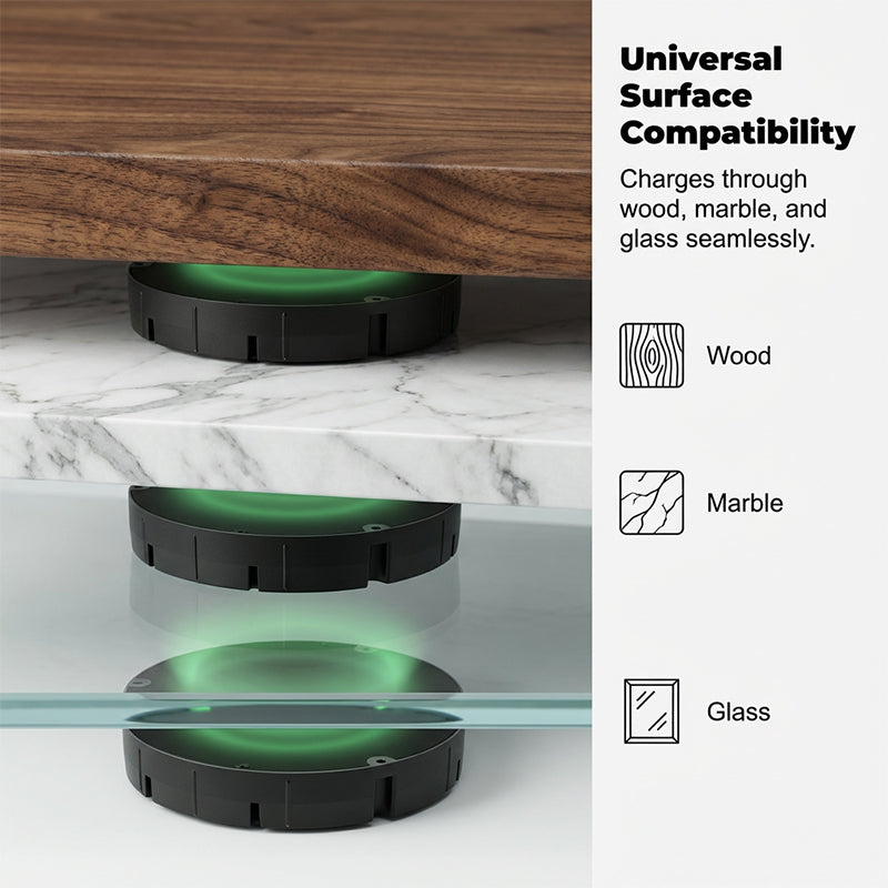 Under-Desk Charging Station | Concealed Installation | Penetrates Wood and Stone